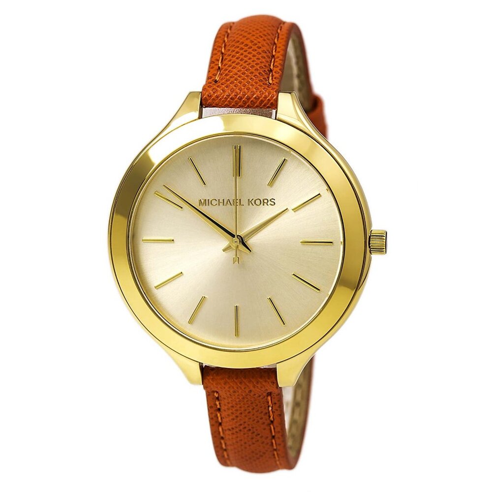 Women’s MK2275 Slim Runway Leather Strap Watch